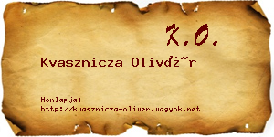 Kvasznicza Olivér névjegykártya