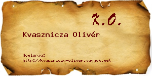 Kvasznicza Olivér névjegykártya